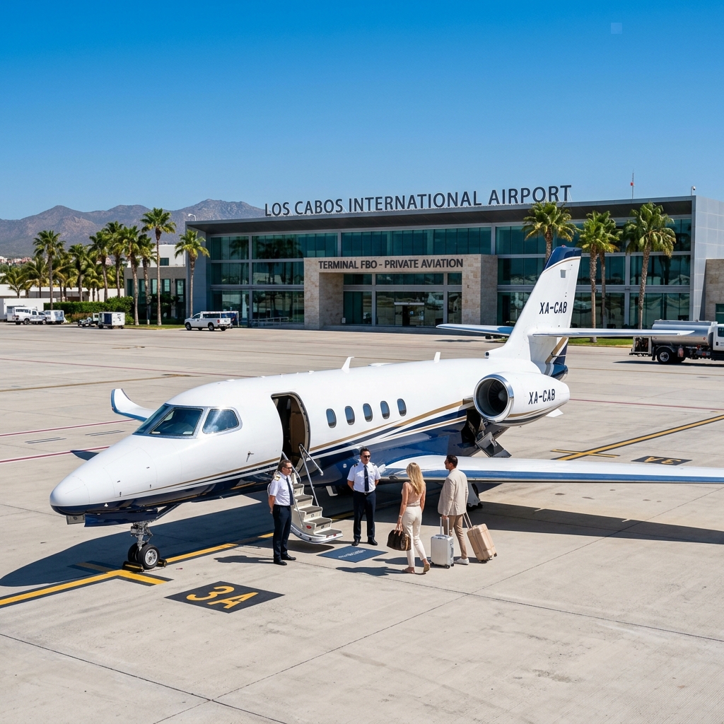 Cabo to Los Angeles private jet cost — Citation CJ3 at Los Cabos MMSD terminal