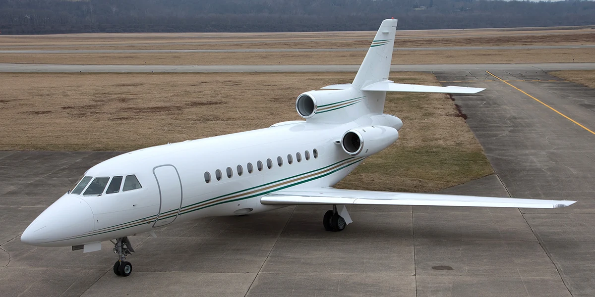 Dassault Falcon 900 Trijet Private Aircraft on Airport Tarmac