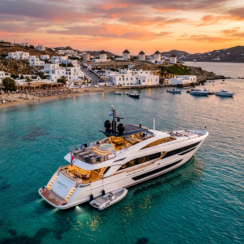 Luxury Yacht in Mykonos