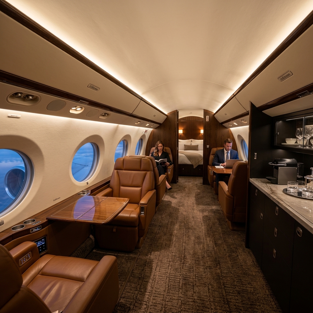 Ultra Long-Range corporate superjet Gulfstream G650ER Global 7500 cabin